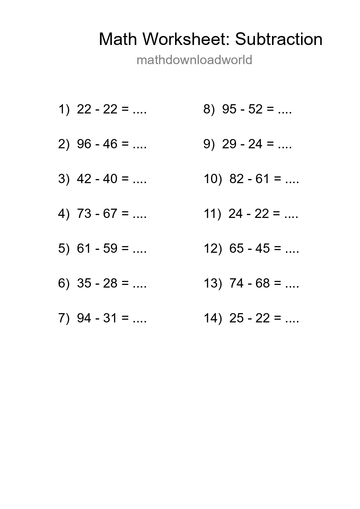 Free 14 Subtraction Math Worksheet For Grade 3 With Answers - Part 261