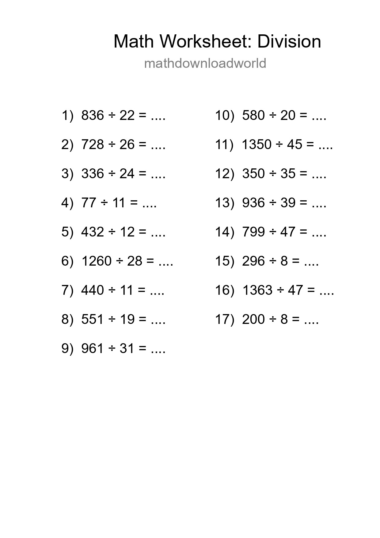Free 17 Division Math Worksheet For Grade 2 - Part 180