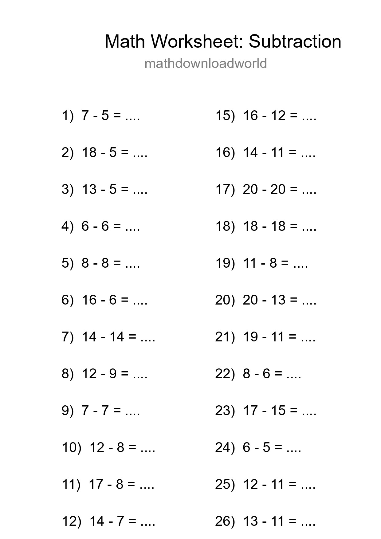 Free 28 Subtraction Math Worksheet For Grade 2 With Answers - Part 74