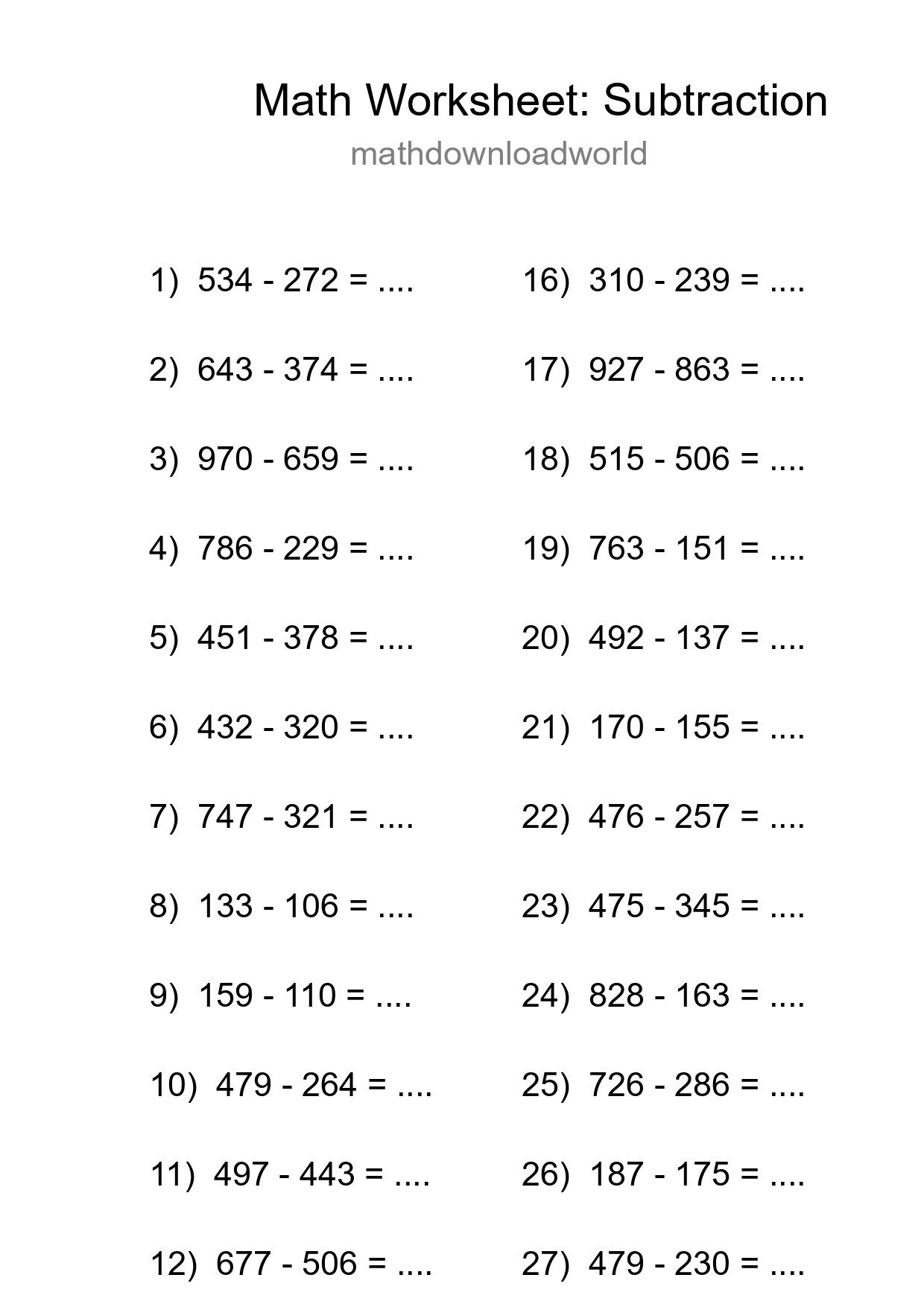 Free 29 Subtraction Math Worksheet For Grade 5 With Answers - Part 118