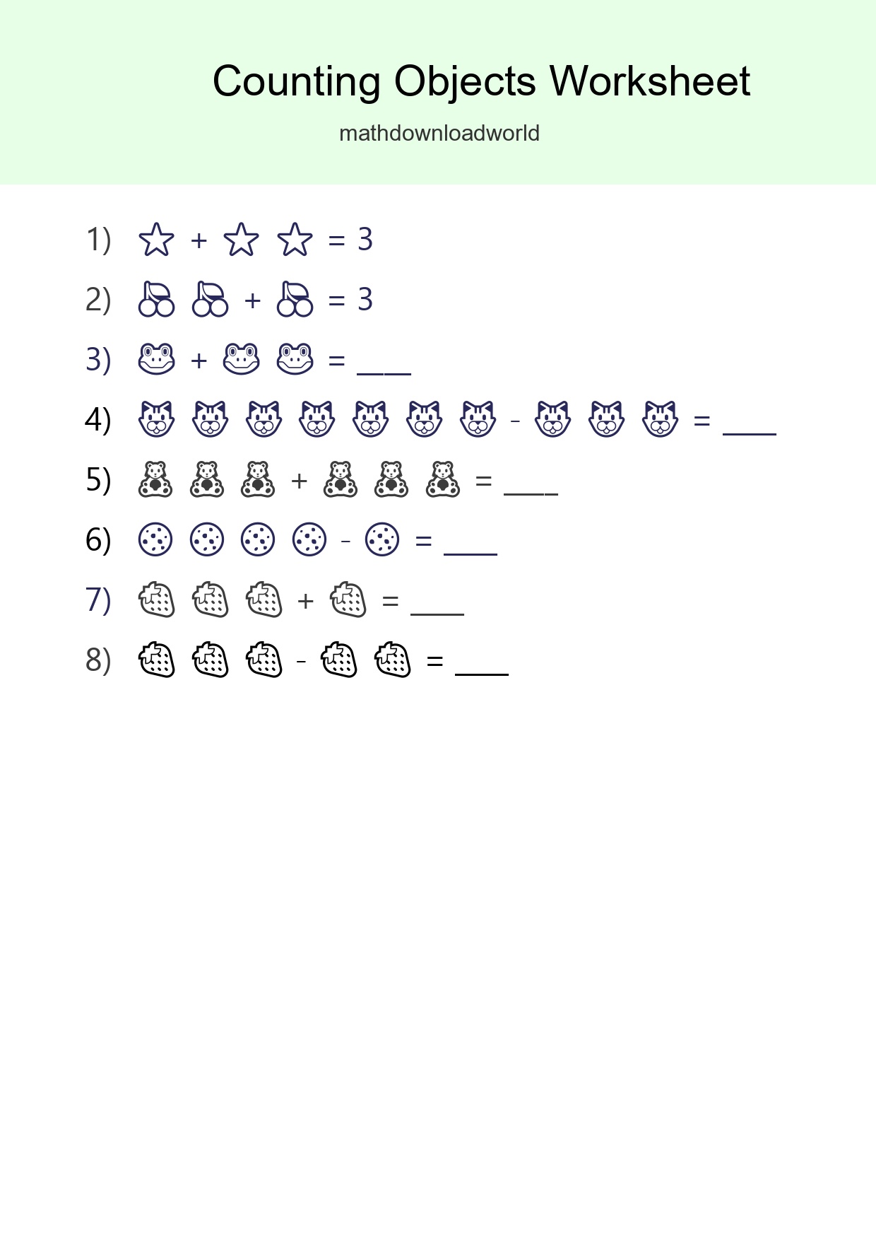 Free Counting Objects Worksheet For Kindergarten - Part 201