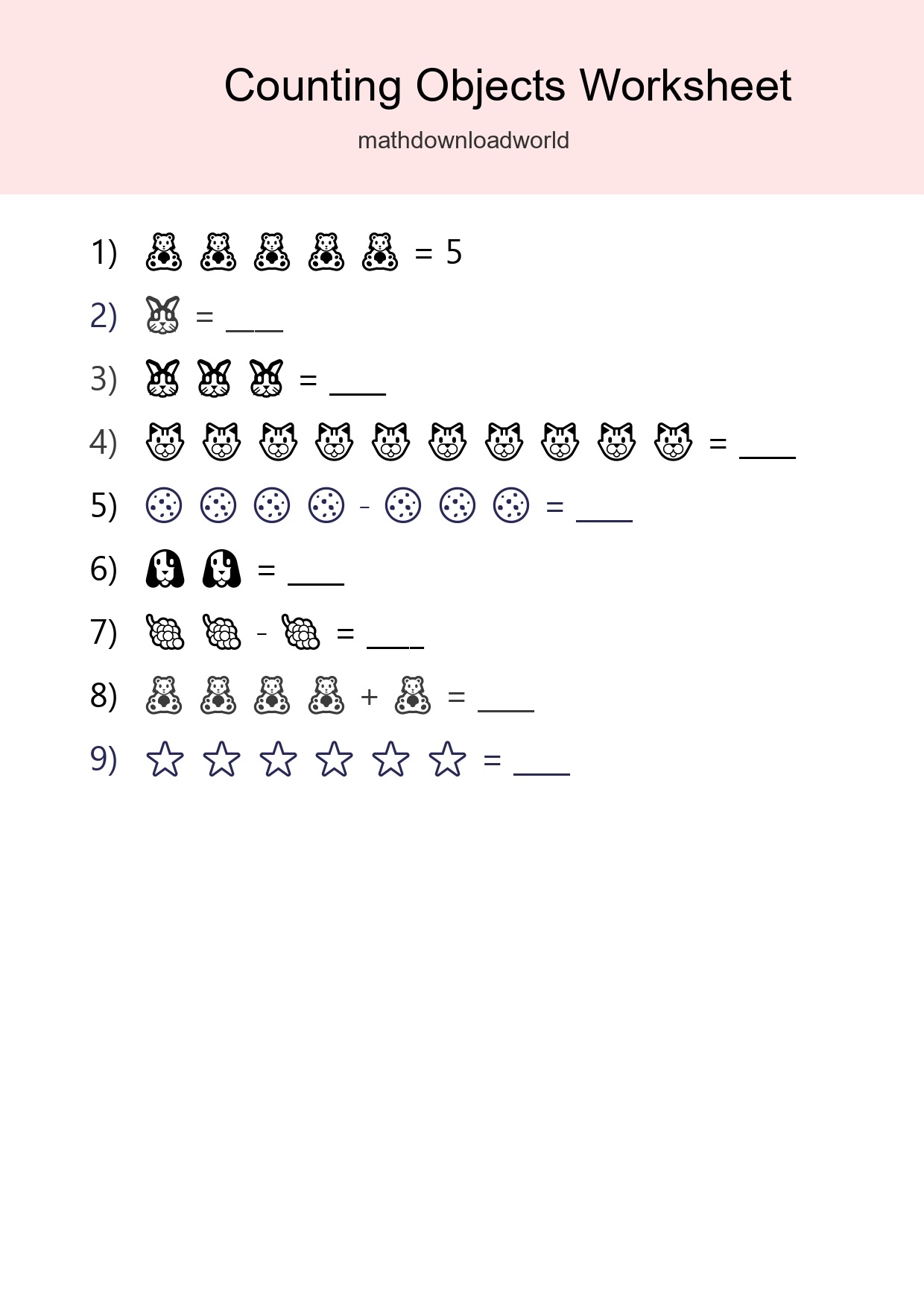 Free Counting Objects Worksheet For Kindergarten Printable - Part 135