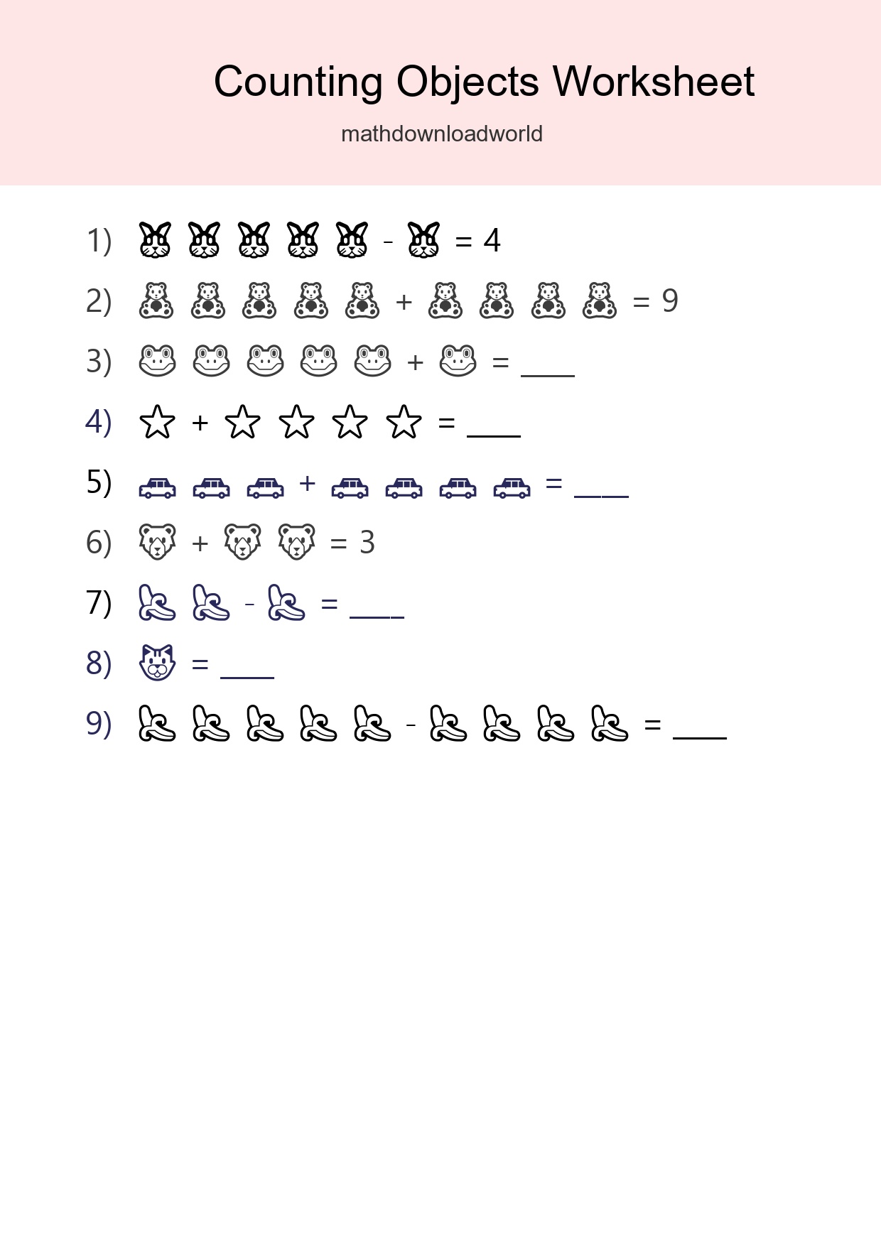 Free Counting Objects Worksheet For Kindergarten Printable - Part 289