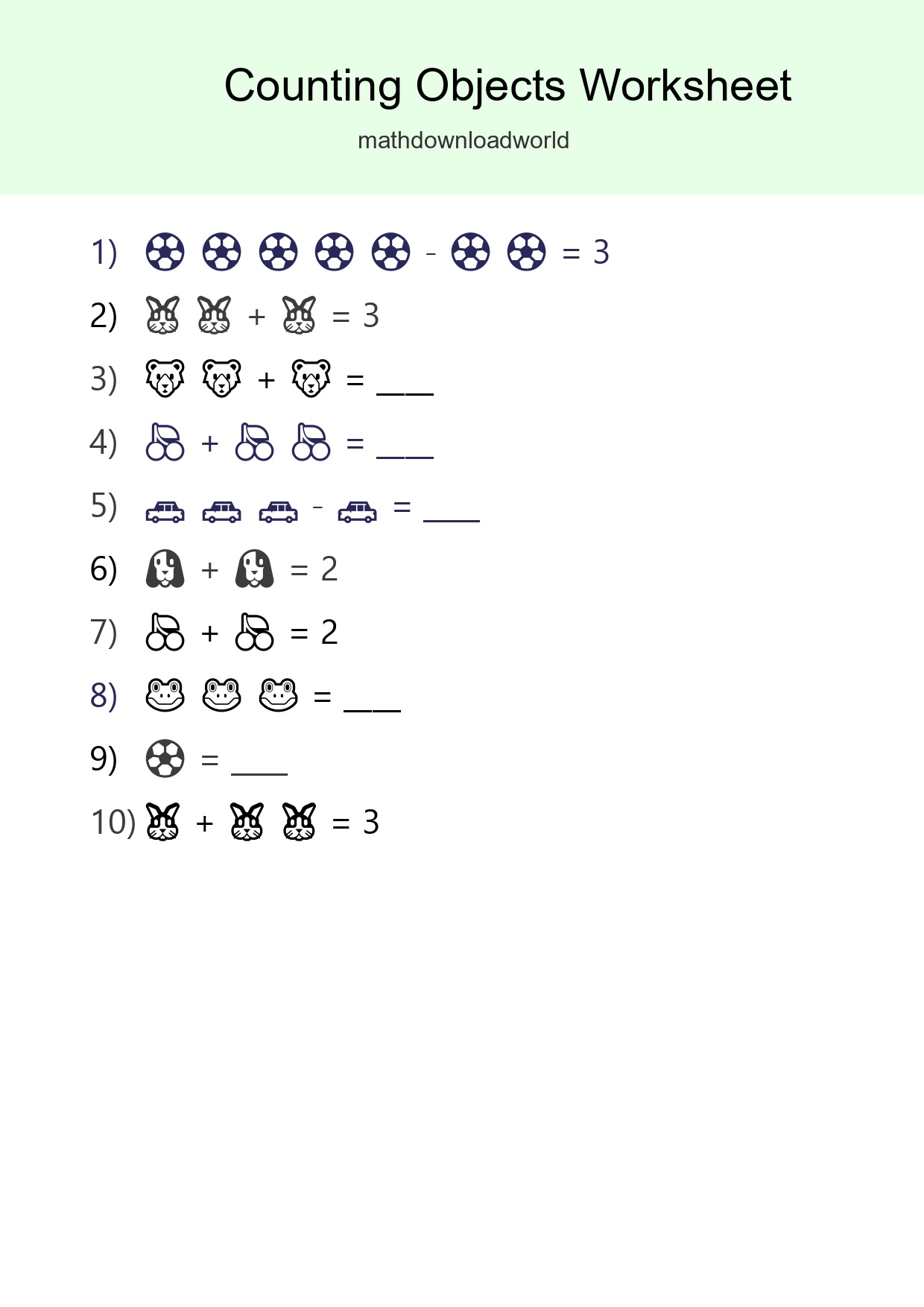 Free Counting Objects Worksheet For Pre-K - Part 300