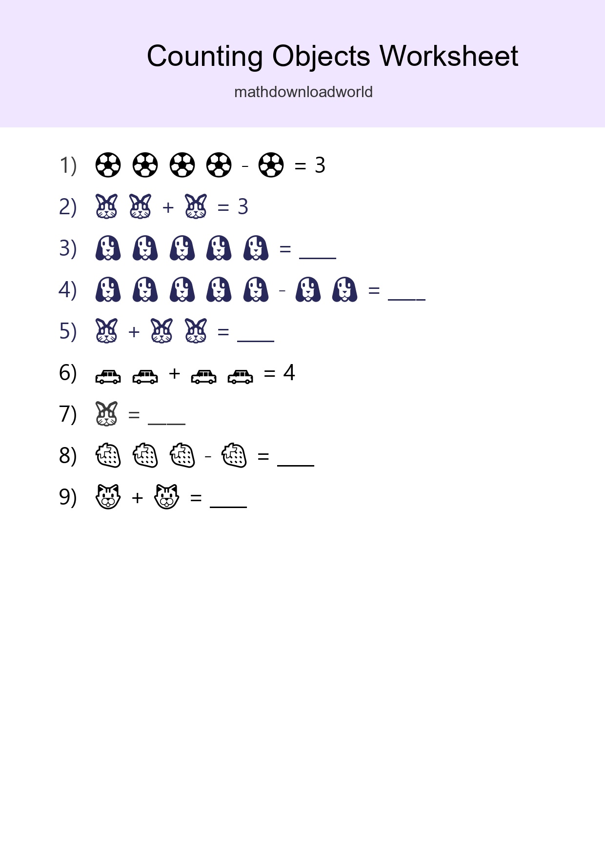 Free Counting Objects Worksheet For Pre-K Printable - Part 113