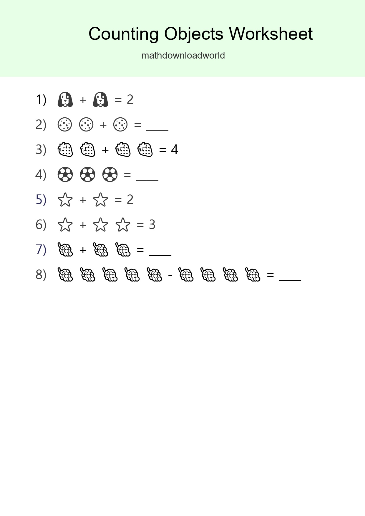 Free Counting Objects Worksheet For Pre-K Printable - Part 14