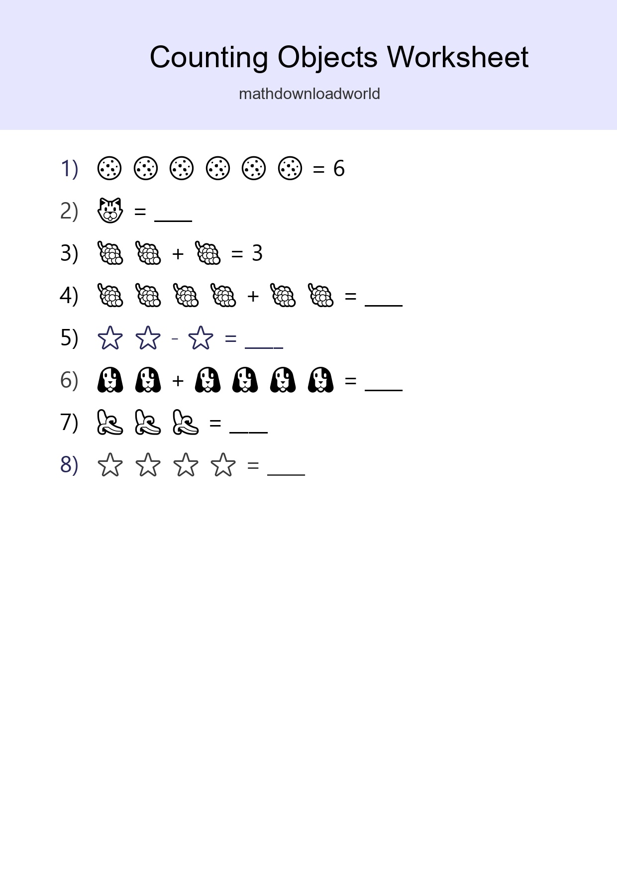 Kindergarten Count The Objects Worksheet - Part 190