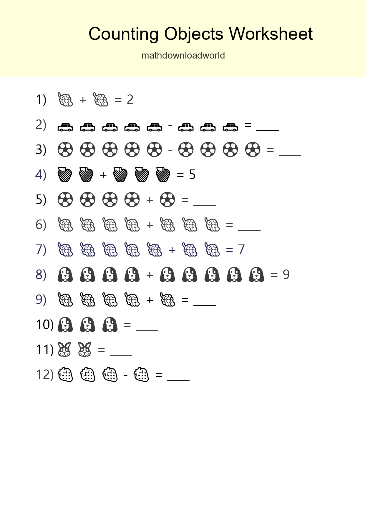 Kindergarten Count The Objects Worksheet - Part 245