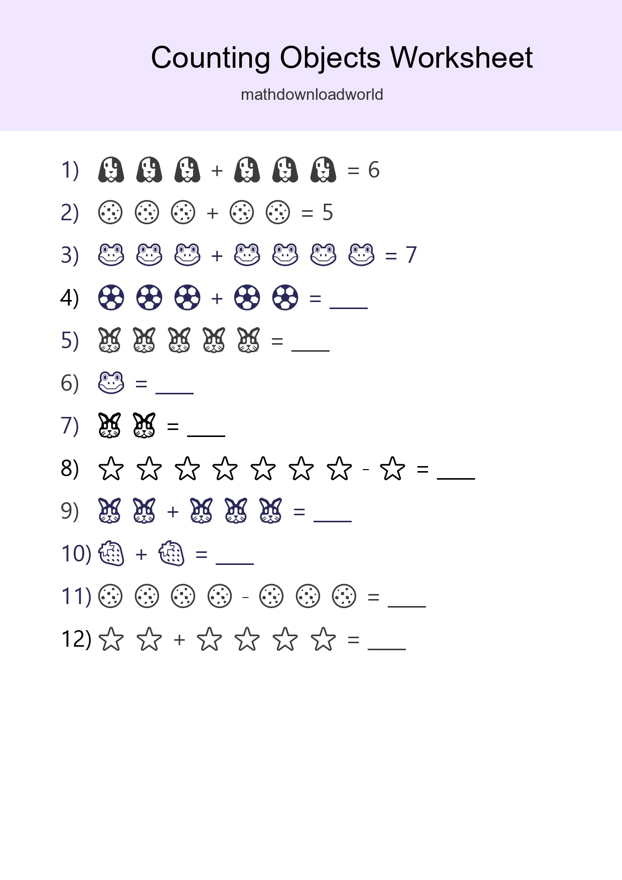 Learn Counting With Pictures Worksheet (Kindergarten) - Part 212