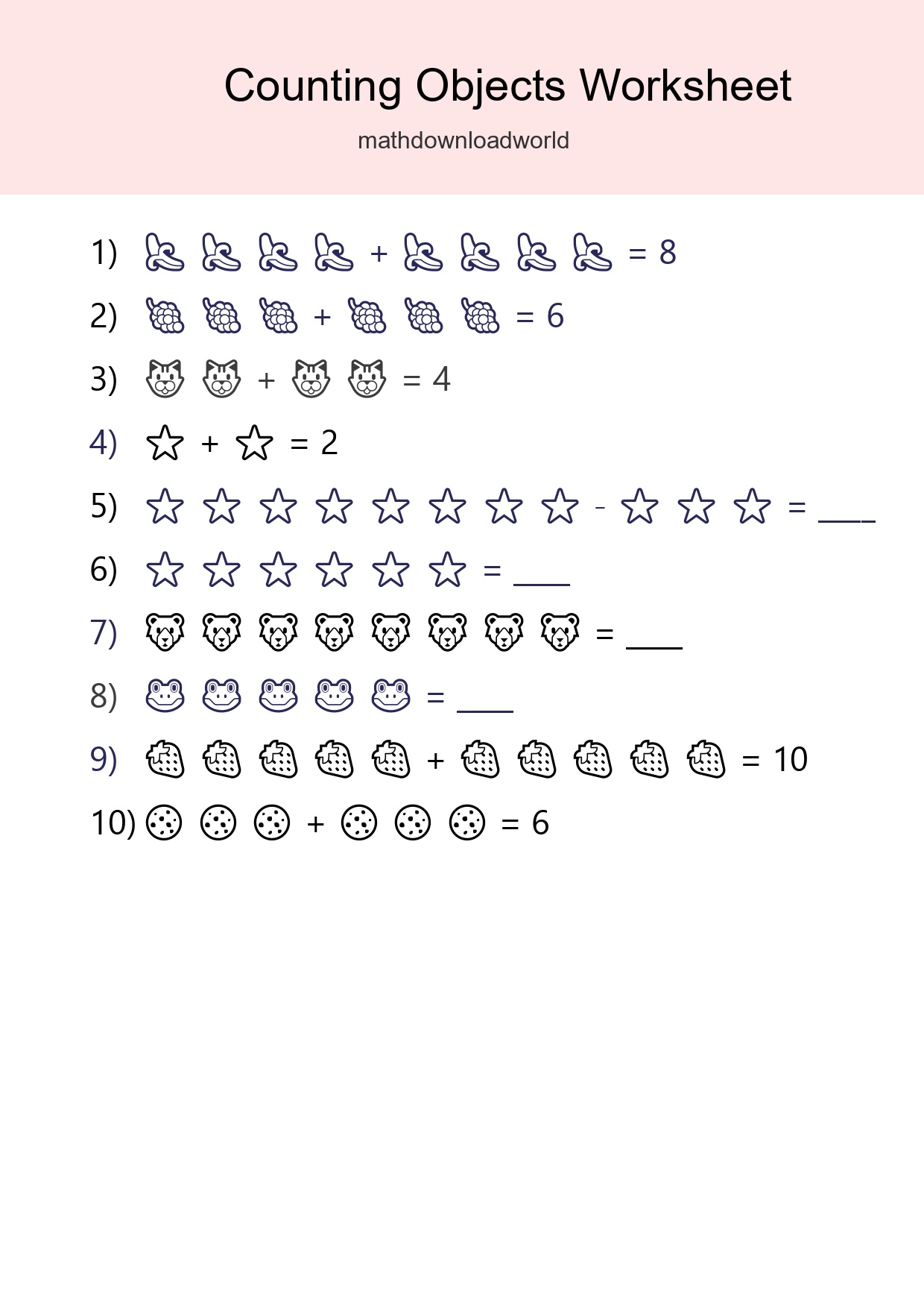 Learn Counting With Pictures Worksheet (Kindergarten) - Part 223