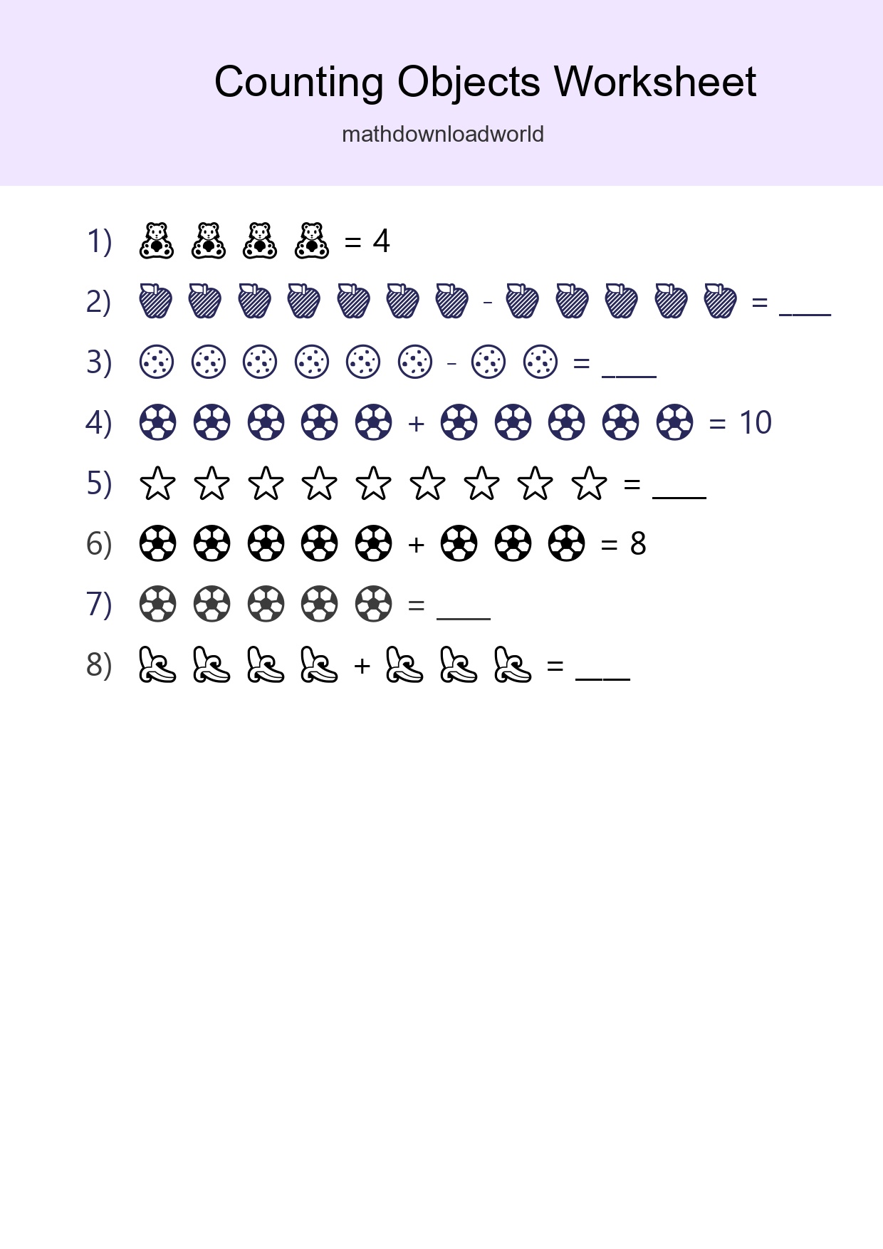 Learn Counting With Pictures Worksheet (Kindergarten) - Part 267