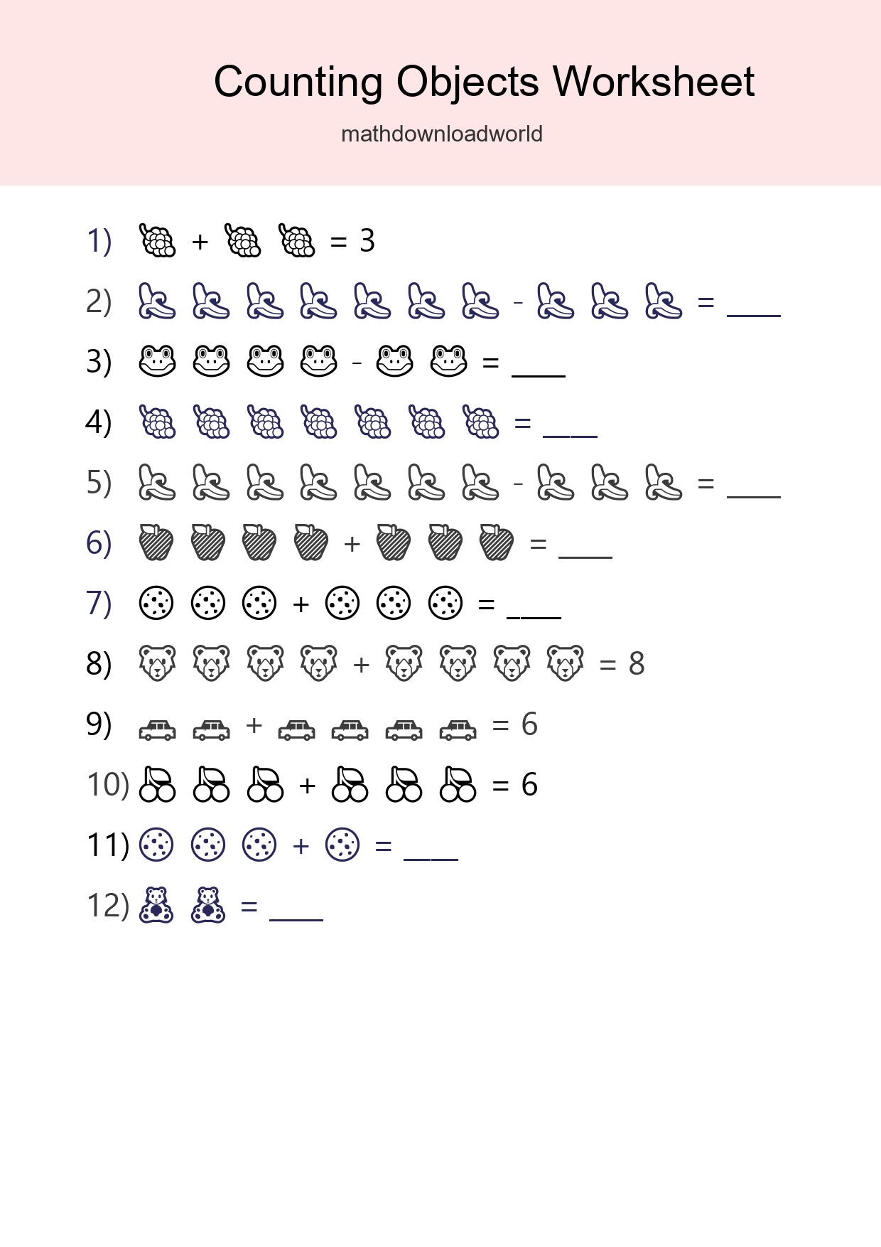 Learn Counting With Pictures Worksheet (Kindergarten) - Part 58