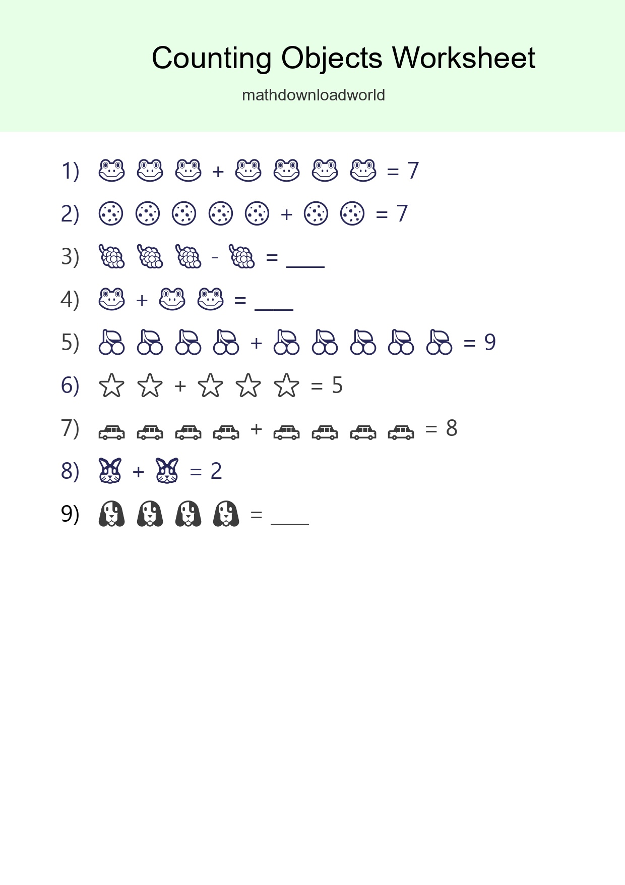 Learn Counting With Pictures Worksheet (Kindergarten) - Part 69