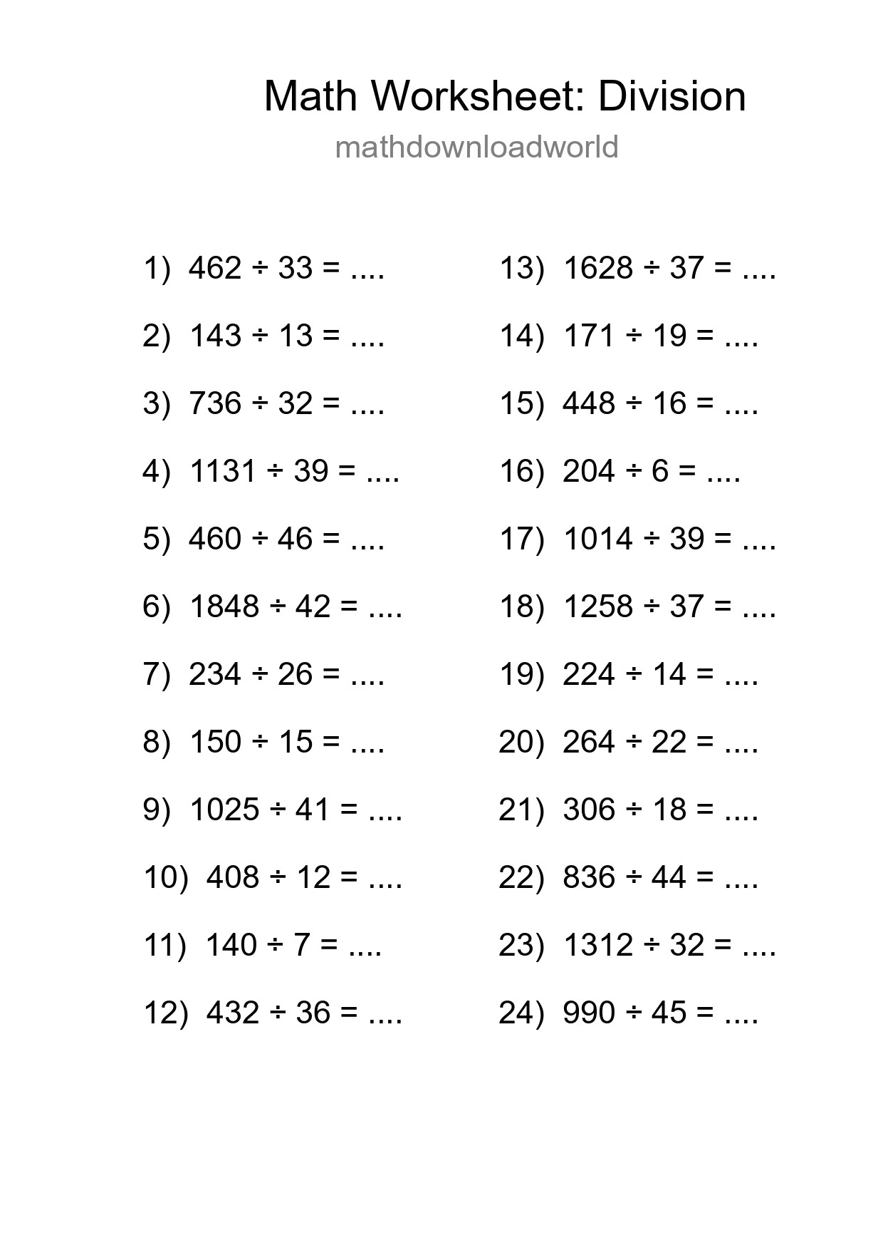 Printable Free 24 Division Math Worksheet For Grade 2 - Part 48